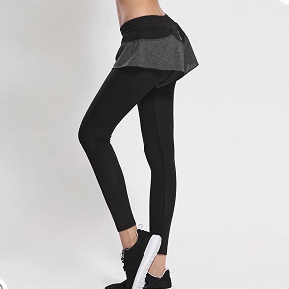 Black Compression Leggings Grey Shorts Running - Picture 2 of 12